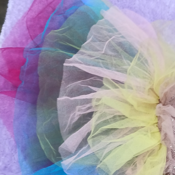 multicolored layered lehanga with crop top and dupatta - Picture 4 of 5